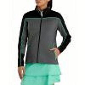 FootJoy FJ Zip Golf Jacket Women's M Mid Layer Gray Black Aqua Athleisure $95